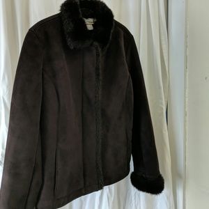 Ann Taylor faux fur lined "suede" coat - size M